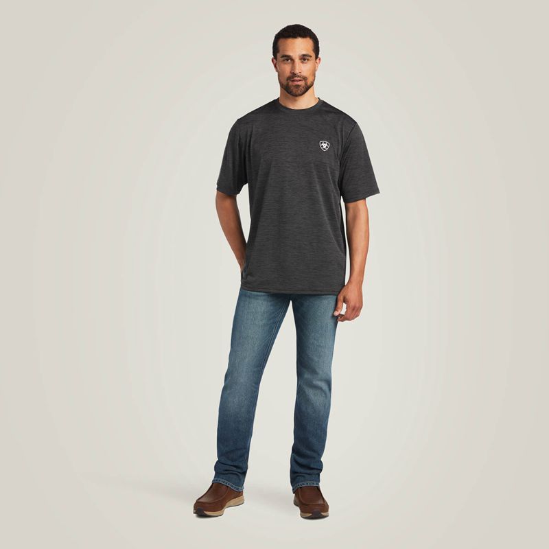 Ariat Charger Vertical Flag Tee Charcoal Homme | RXX-55498979