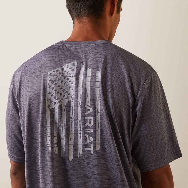 Ariat Charger Vertical Flag Tee Graystone Homme | RAG-59699167