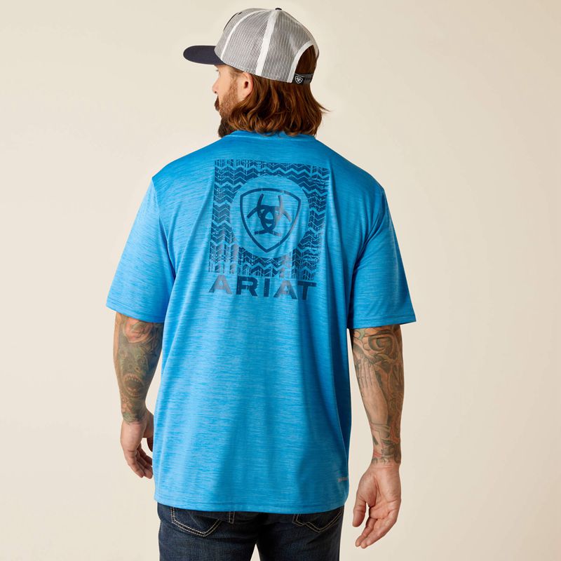 Ariat Charger Sw Shield T-Shirt Bleu Homme | ICX-24477569