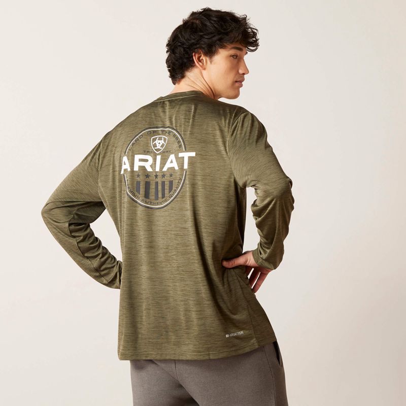 Ariat Charger Roundabout T-Shirt Vert Olive Homme | UZZ-74417912