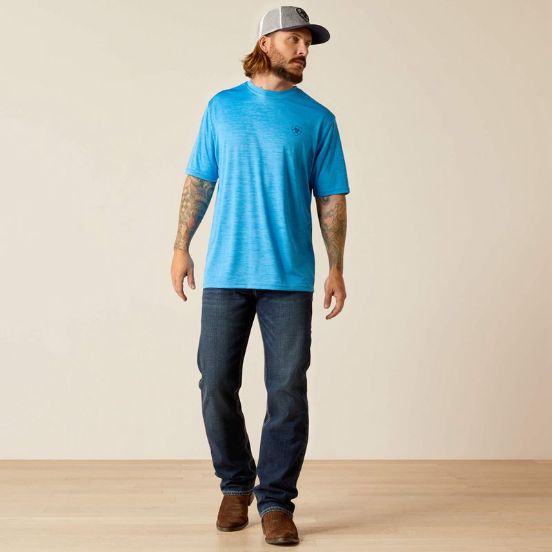 Ariat Charger Sw Shield T-Shirt Bleu Homme | ICX-24477569