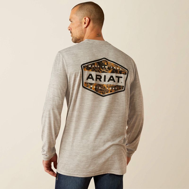 Ariat Charger Muddy Shield T-Shirt Grise Clair Homme | QZK-78376102