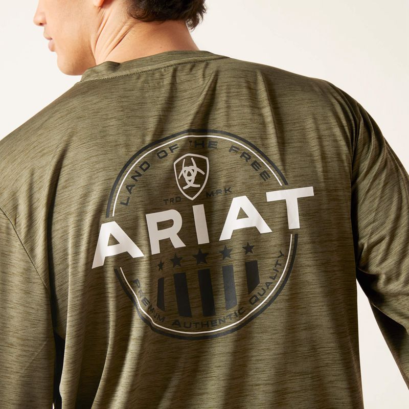 Ariat Charger Roundabout T-Shirt Vert Olive Homme | UZZ-74417912