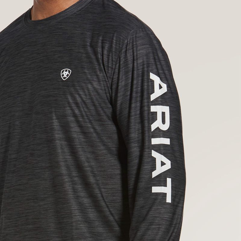 Ariat Charger Logo T-Shirt Charcoal Heather Homme | KZL-61598462