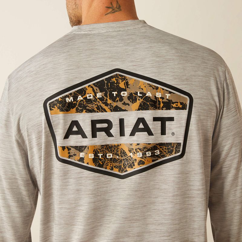 Ariat Charger Muddy Shield T-Shirt Grise Clair Homme | QZK-78376102