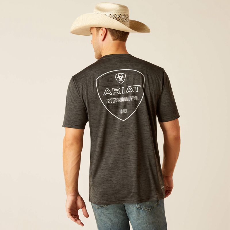 Ariat Charger Crestline T-Shirt Charcoal Homme | BJX-04775751