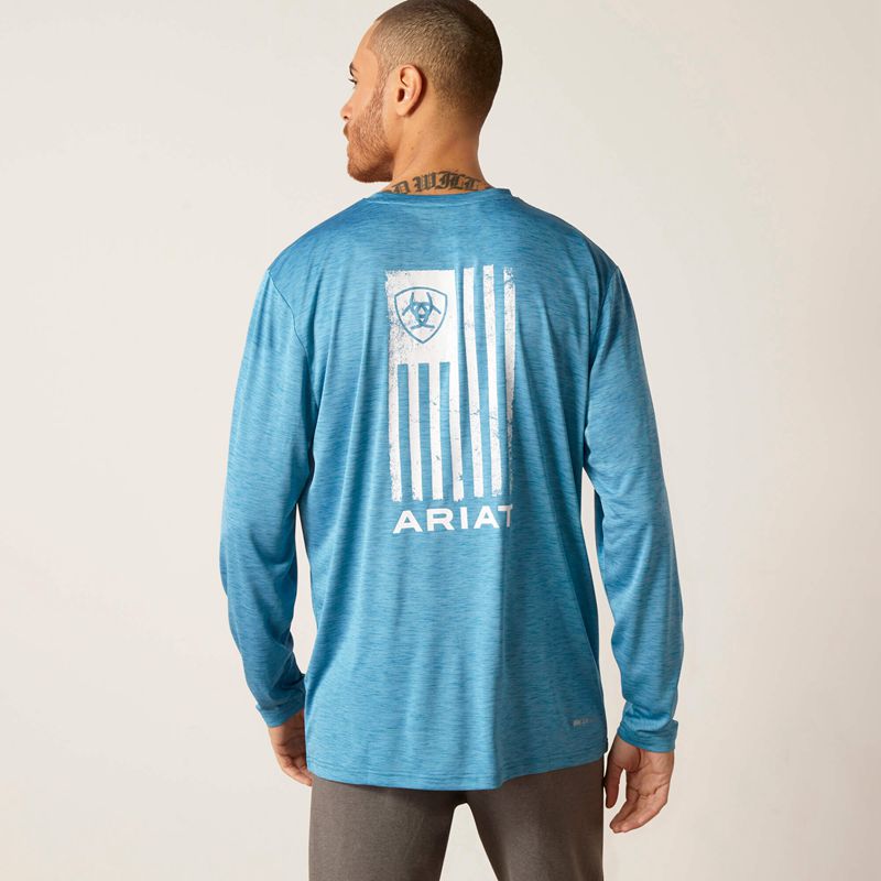 Ariat Charger Faded T-Shirt Seaport Heather Homme | JXG-53819493