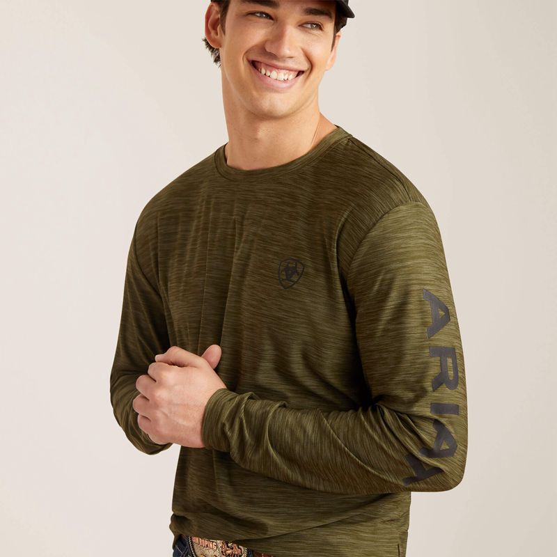 Ariat Charger Logo T-Shirt Vert Olive Homme | JQF-88158293