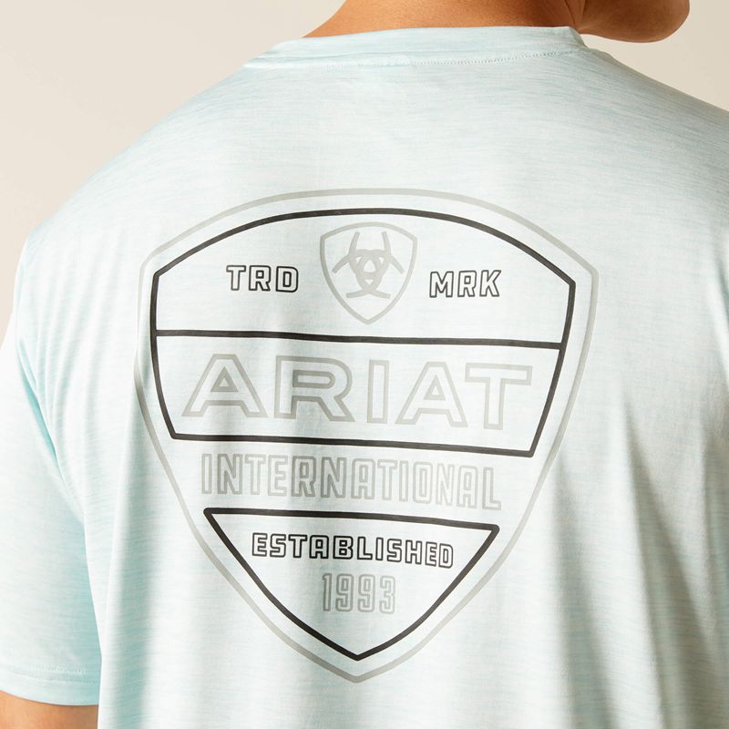 Ariat Charger Crestline T-Shirt Iced Aqua Homme | FCW-43235344