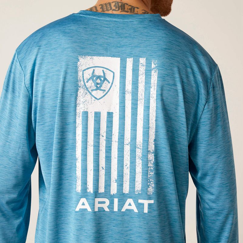 Ariat Charger Faded T-Shirt Seaport Heather Homme | JXG-53819493