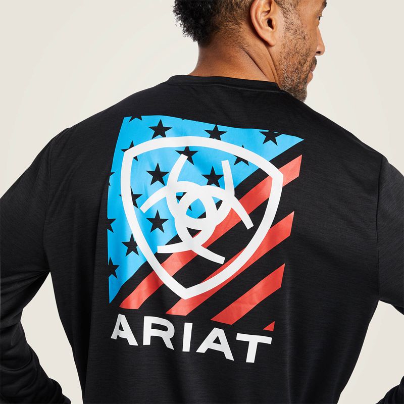 Ariat Charger Americana T-Shirt Noir Homme | HMP-63544255