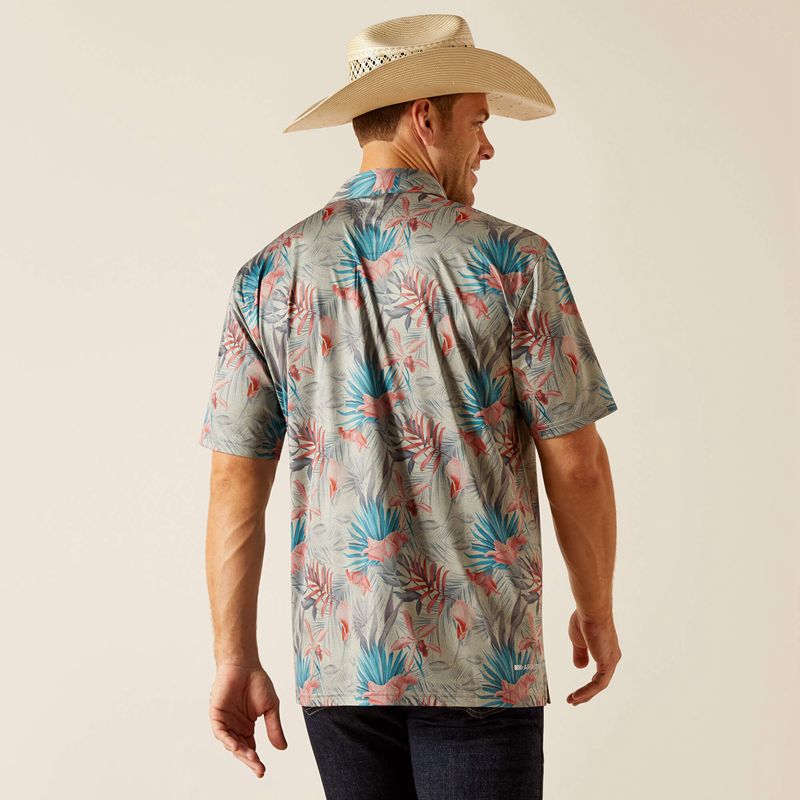 Ariat Charger 2.0 Printed Polo Grise Clair Homme | TDQ-02779402