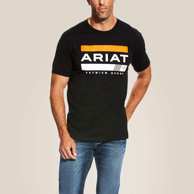 Ariat Bar Stripe T-Shirt Noir Homme | UIC-22874530