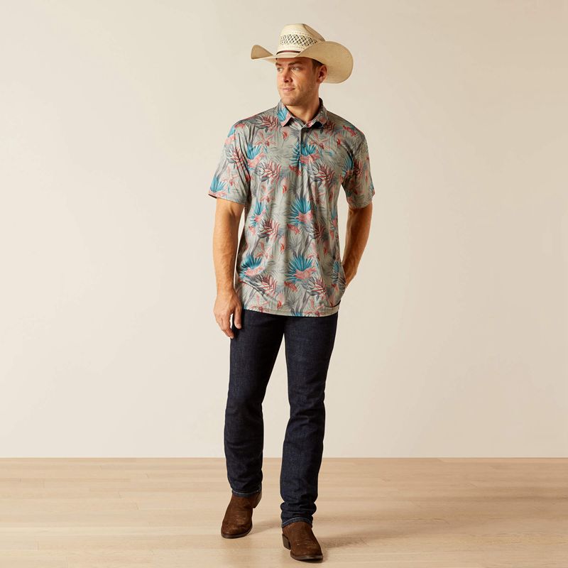 Ariat Charger 2.0 Printed Polo Grise Clair Homme | TDQ-02779402