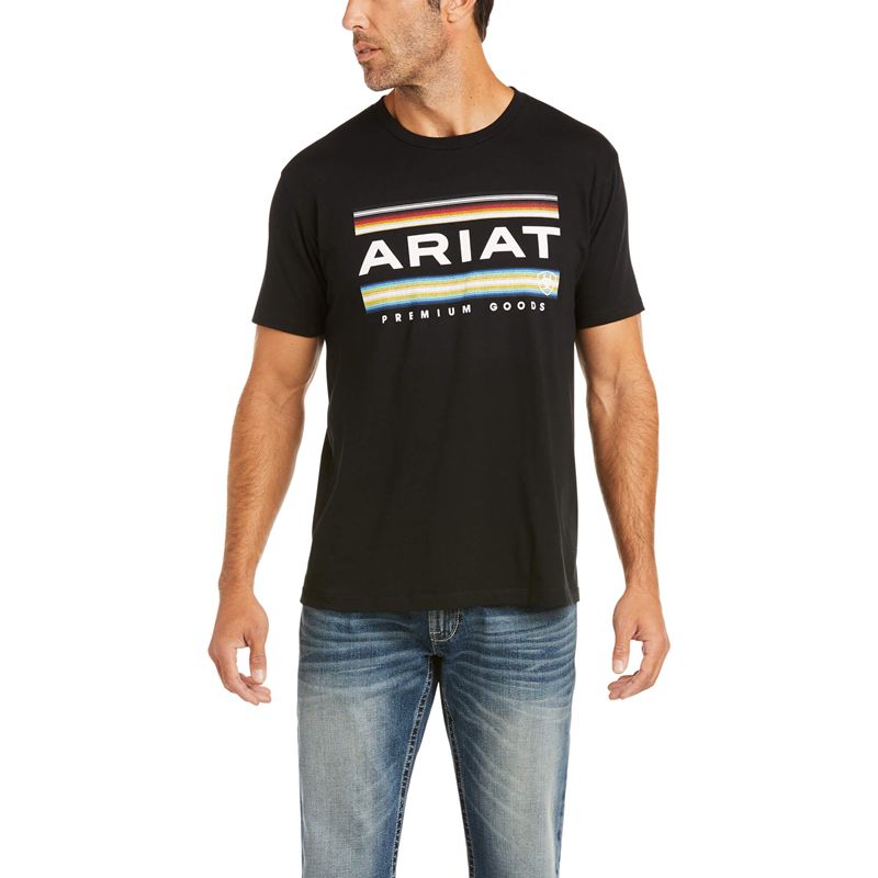 Ariat Bar Stripe T-Shirt Noir Homme | PWU-20977096