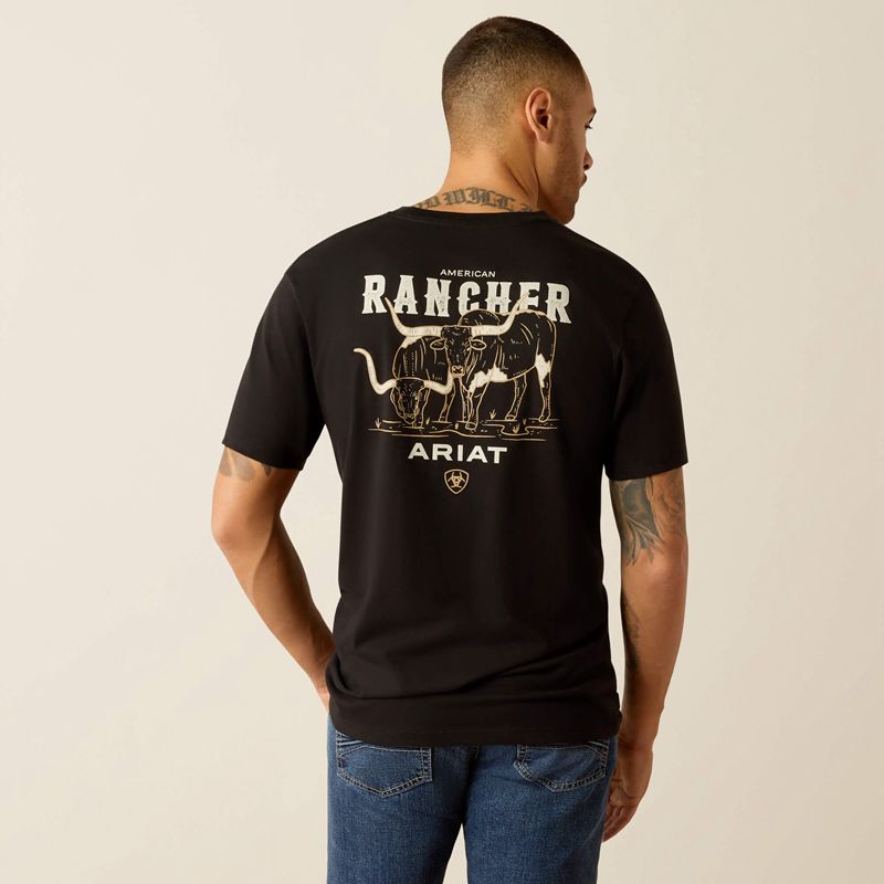 Ariat American Rancher T-Shirt Noir Homme | OXW-08767318