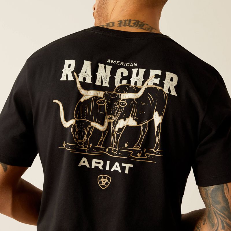 Ariat American Rancher T-Shirt Noir Homme | OXW-08767318