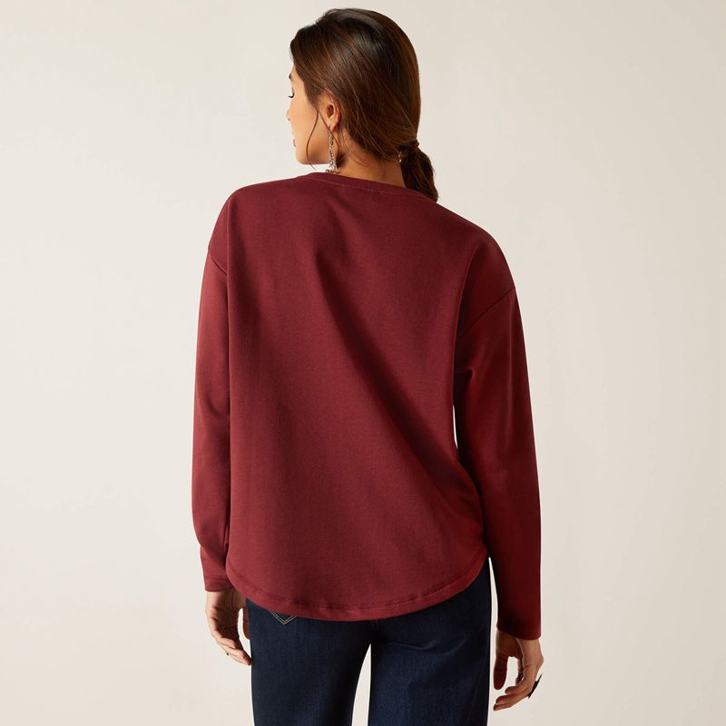 Ariat Terry Henley Sweatshirt Rouge Femme | MEX-65377714