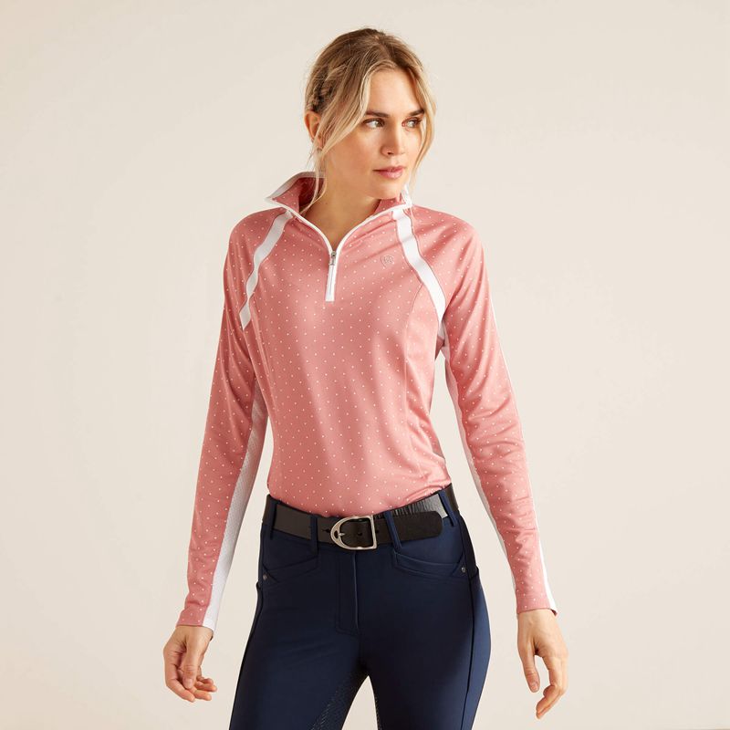 Ariat Sunstopper 3.0 1/4 Zip Baselayer Rose Femme | YHU-84649038