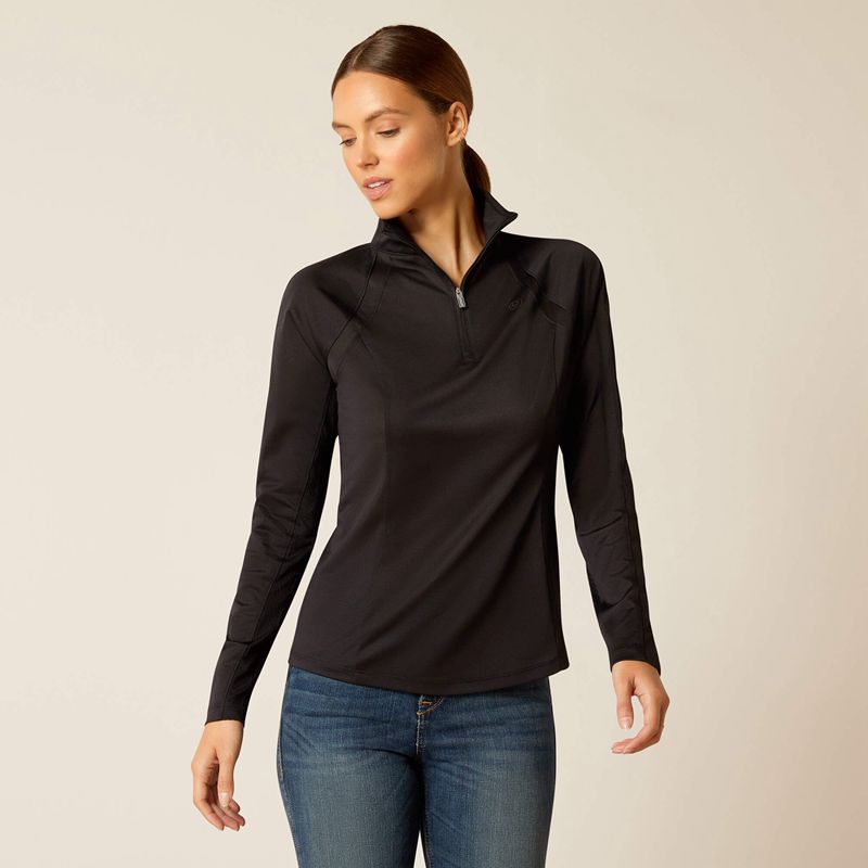 Ariat Sunstopper 3.0 1/4 Zip Baselayer Noir Femme | NWU-83252736