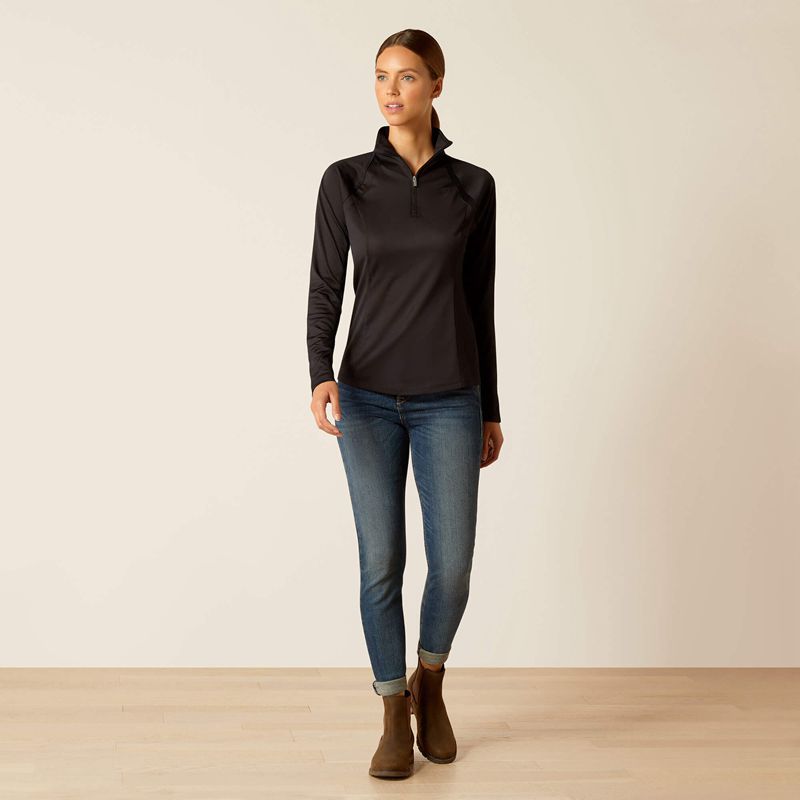 Ariat Sunstopper 3.0 1/4 Zip Baselayer Noir Femme | NWU-83252736