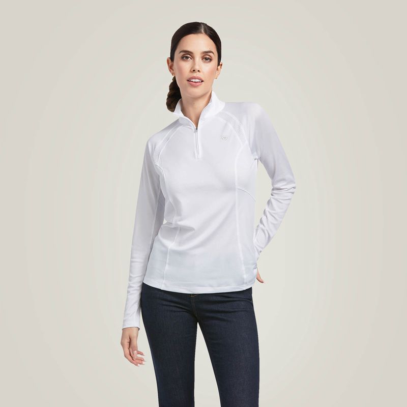 Ariat Sunstopper 2.0 1/4 Zip Baselayer Blanche Femme | ZBI-12463861