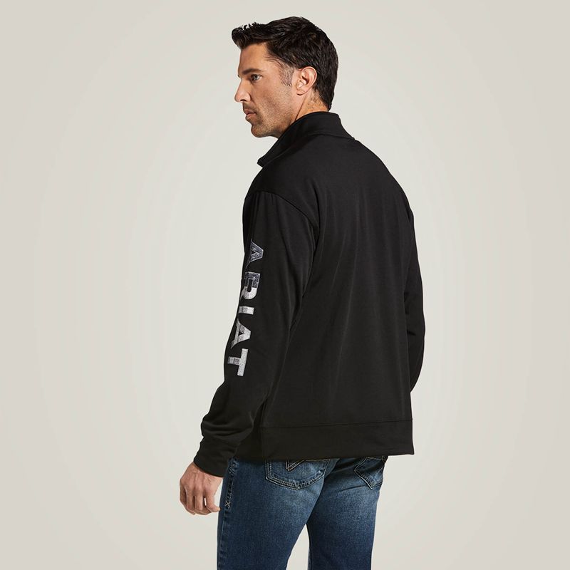 Ariat Team Logo 1/4 Zip Sweatshirt Black/Americana Homme | YTY-88228006