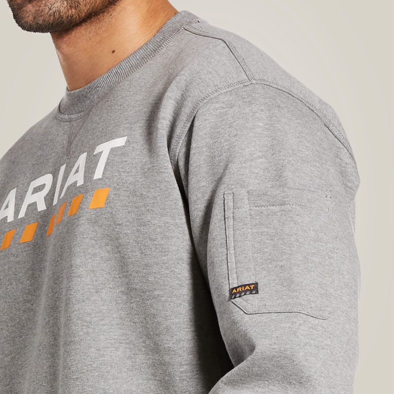 Ariat Rebar Workman Logo Sweatshirt Grise Homme | IWH-66770122