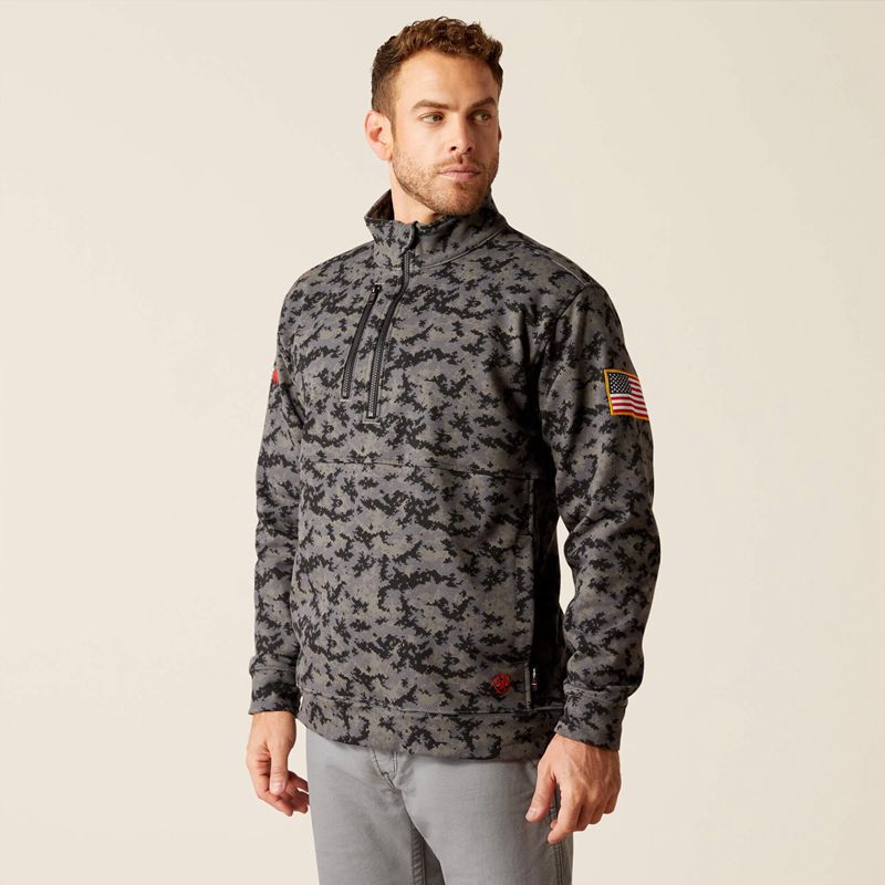 Ariat Fr Durastrech Fleece 1/2 Zip Job Shirt Camouflage Homme | TFA-48277728