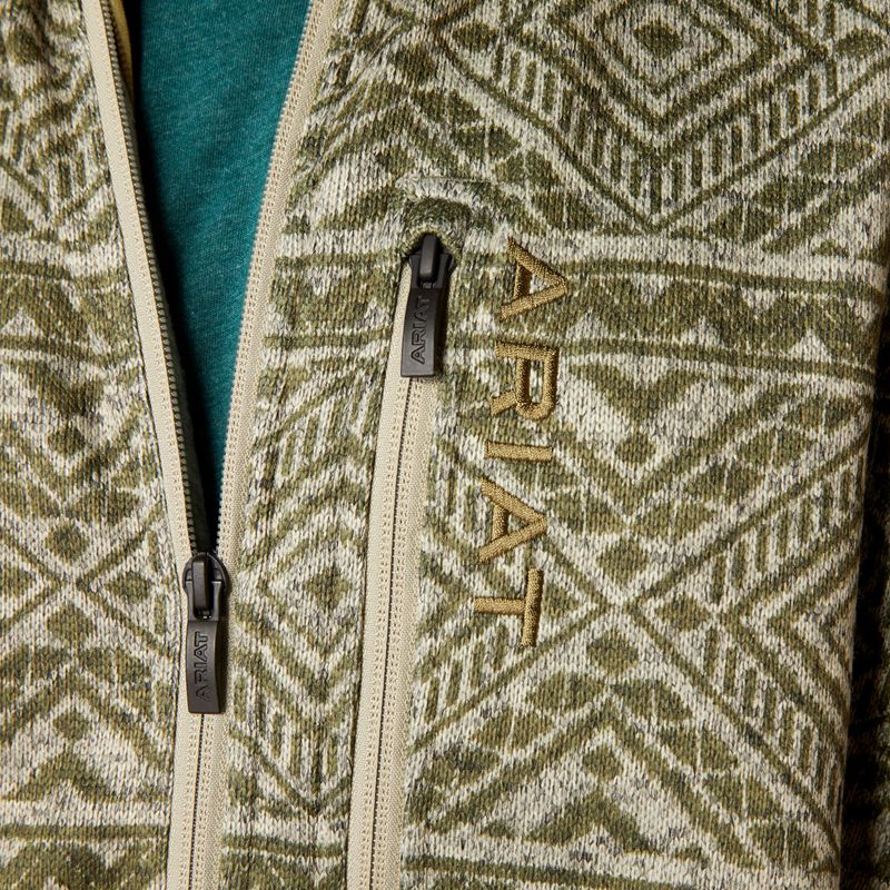 Ariat Caldwell Full Zip Sweater Vert Olive Homme | BGE-59646546