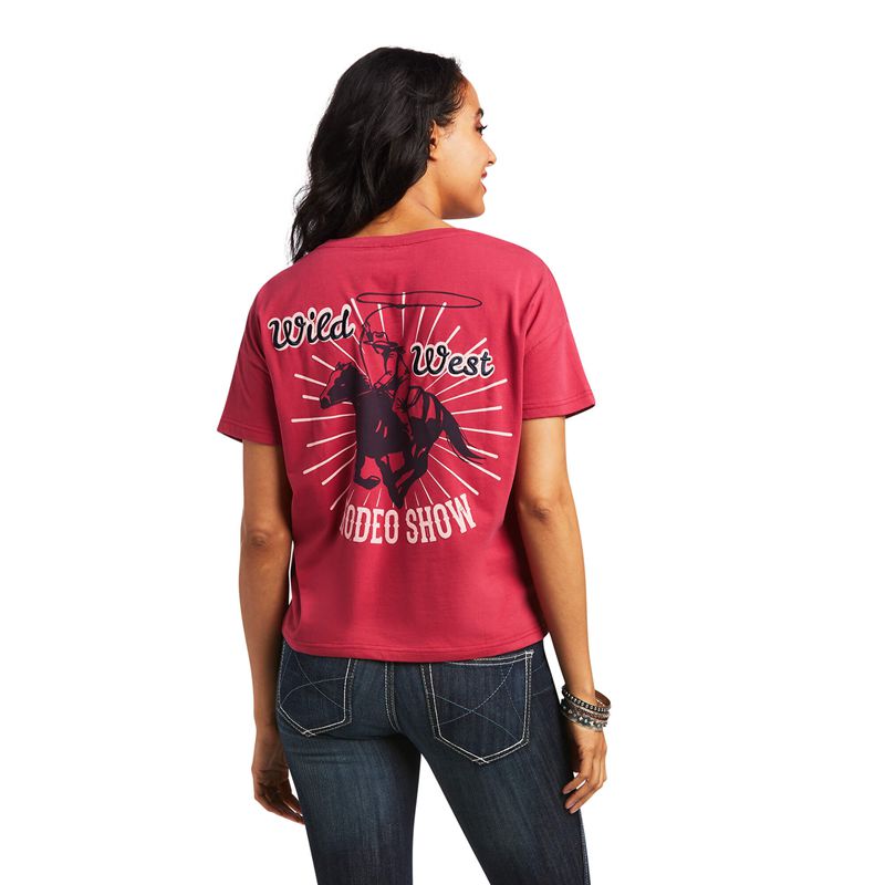 Ariat Rodeo Show Tee Rouge Femme | HSB-28351529