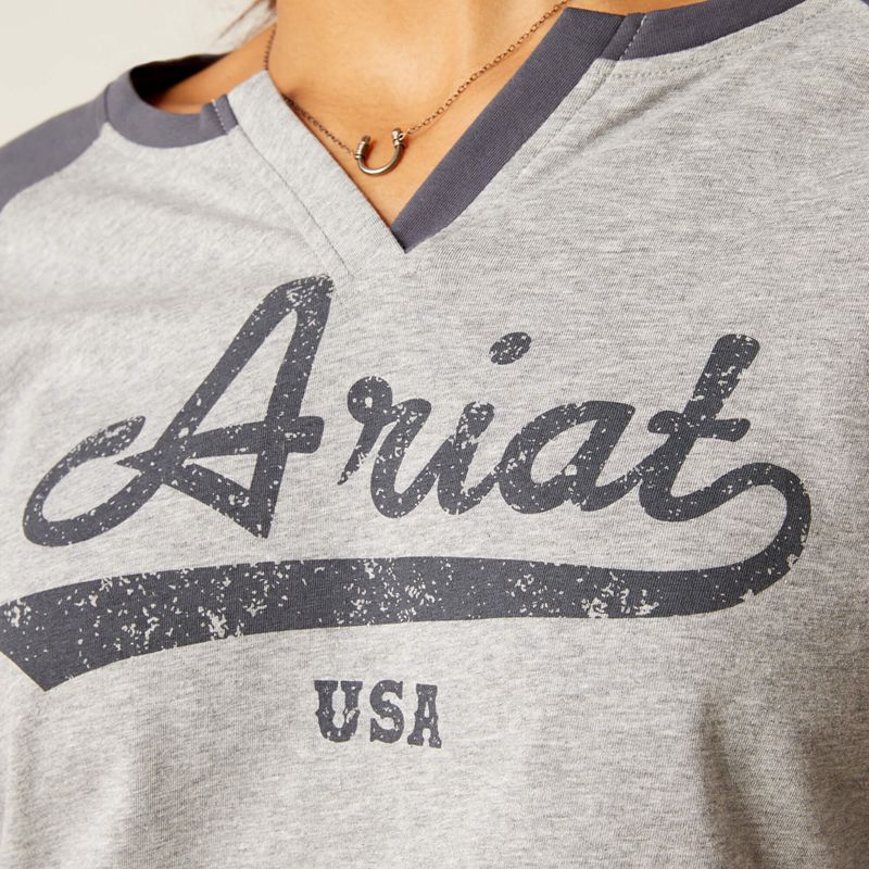 Ariat Split Neck Grise Femme | QOZ-67505856