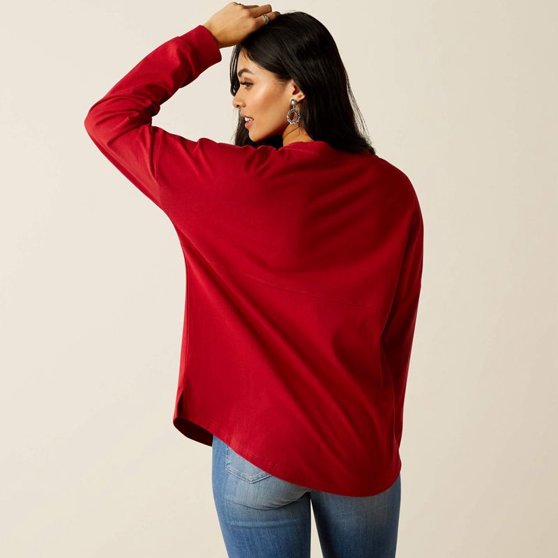 Ariat Roadside Oversized Shirt Rouge Femme | BYB-16588062