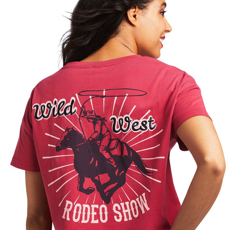 Ariat Rodeo Show Tee Rouge Femme | HSB-28351529