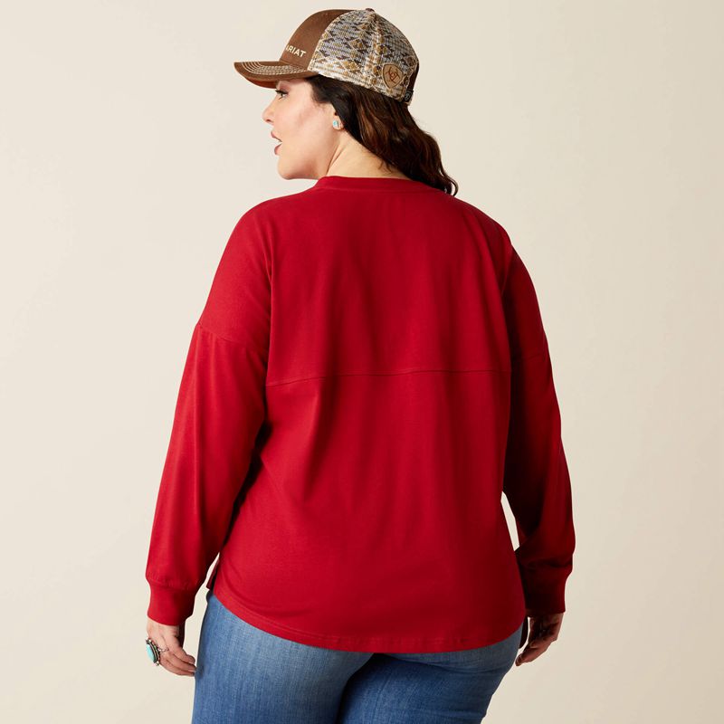 Ariat Roadside Oversized Shirt Rouge Femme | BYB-16588062