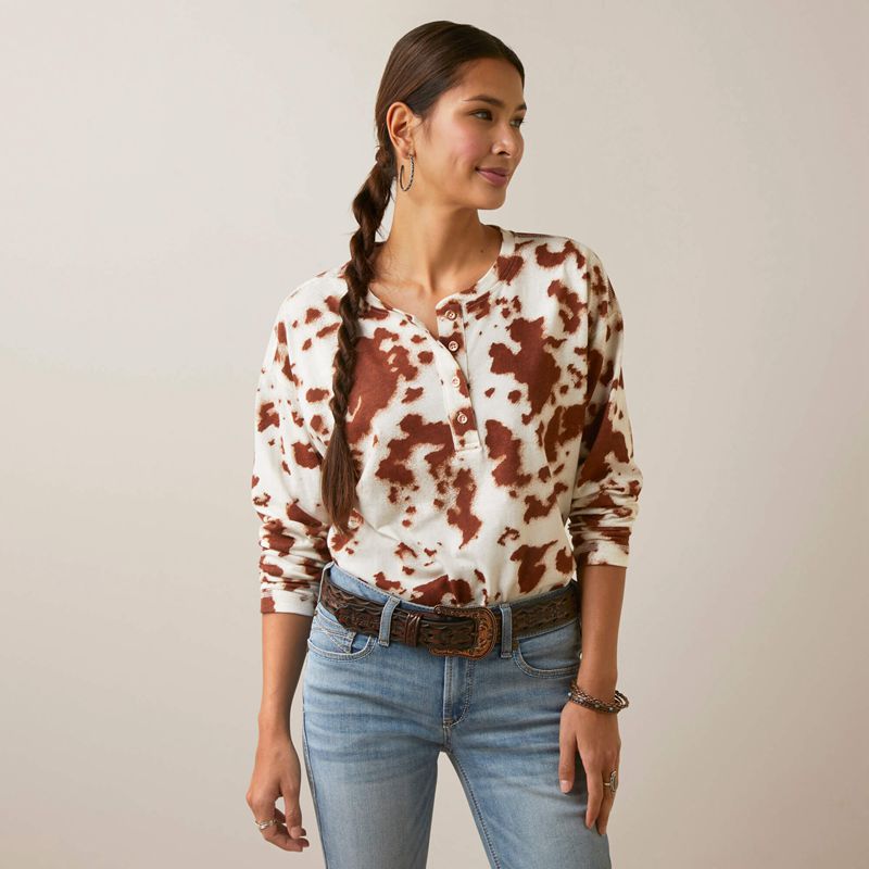 Ariat Relaxed Henley Top Paint Femme | ACB-67078171