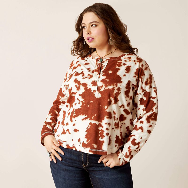 Ariat Relaxed Henley Top Paint Femme | ACB-67078171