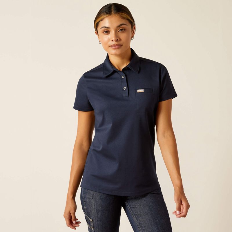 Ariat Rebar Foreman Polo Bleu Marine Femme | UON-27390894