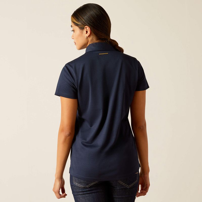 Ariat Rebar Foreman Polo Bleu Marine Femme | UON-27390894