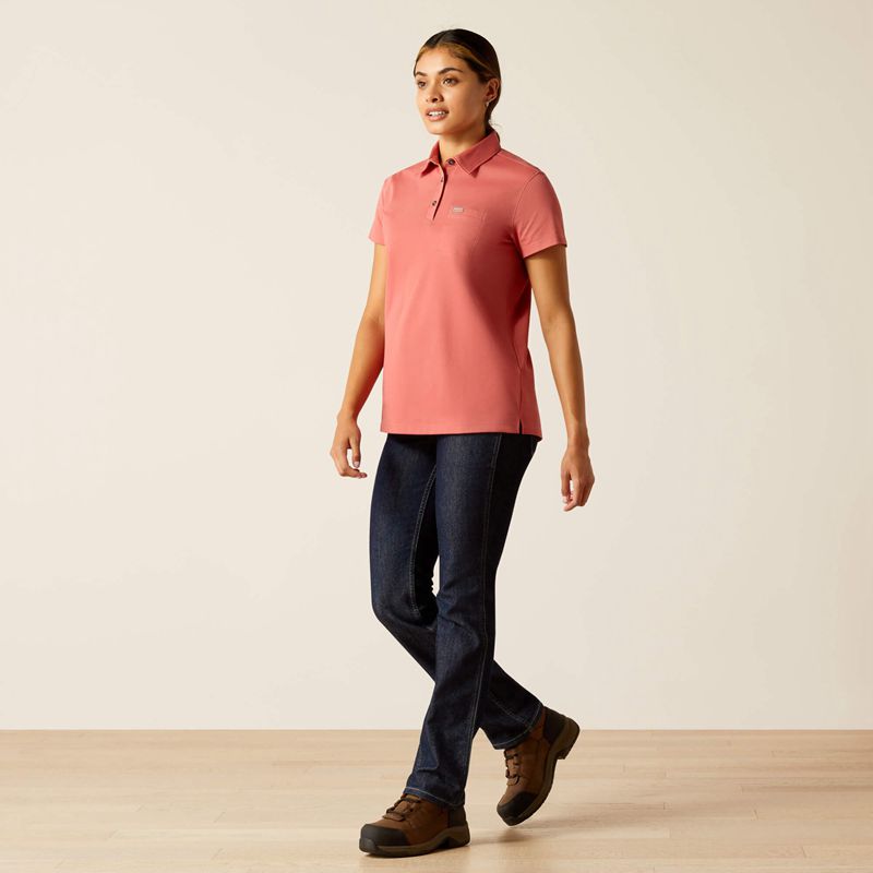 Ariat Rebar Foreman Polo Rouge Femme | GLE-09990813