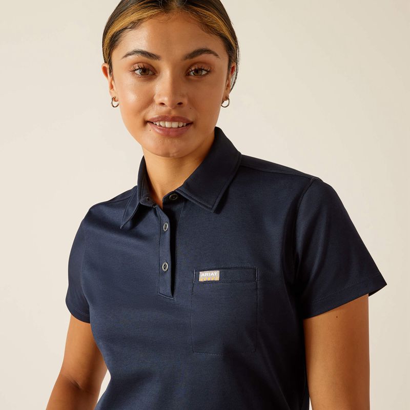 Ariat Rebar Foreman Polo Bleu Marine Femme | UON-27390894