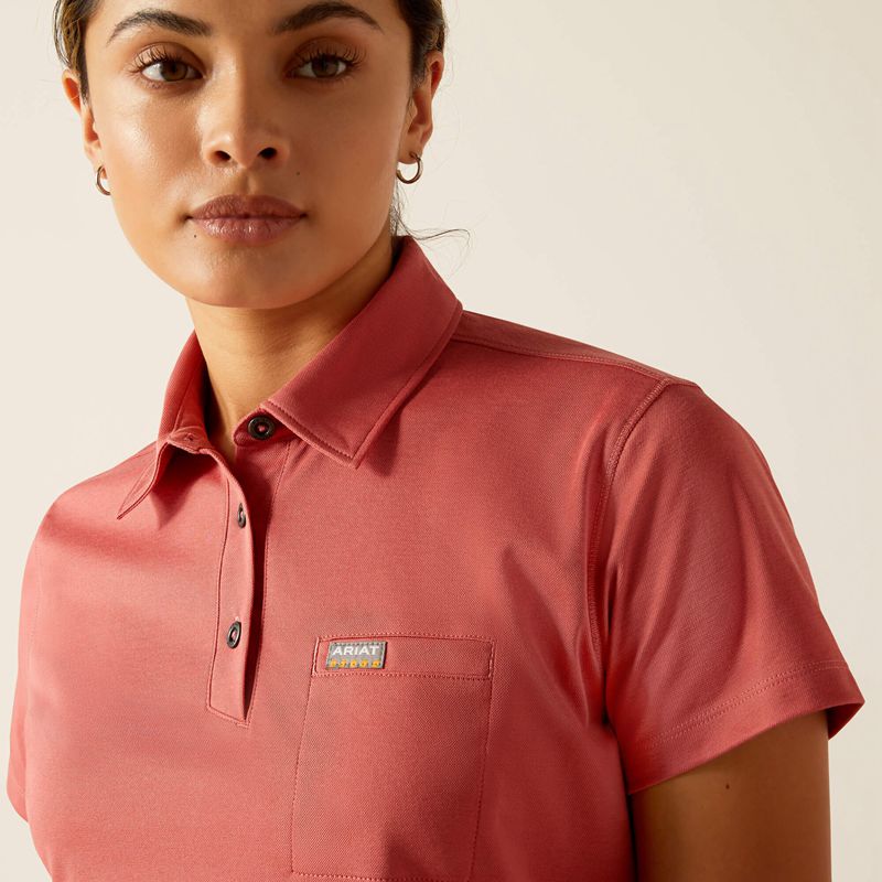 Ariat Rebar Foreman Polo Rouge Femme | GLE-09990813