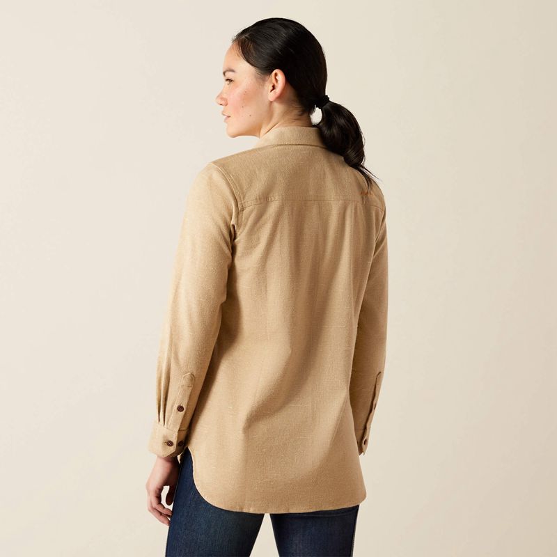 Ariat Rebar Flannel Tunic Oatmeal Heather Femme | SLC-09153862