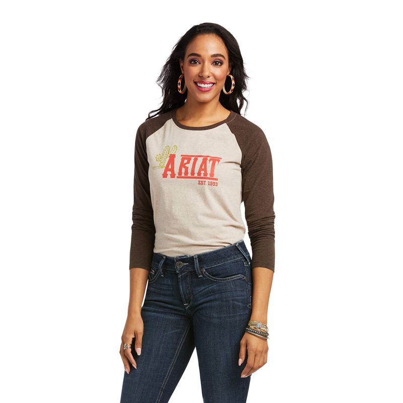 Ariat Real Graphic Tee Oatmeal Heather Femme | PFX-03374861