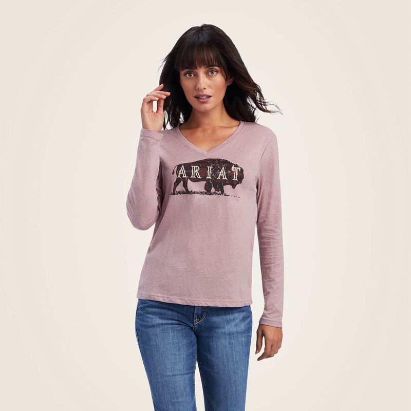 Ariat Real Chest Logo Relaxed Tee Rose Femme | MWG-98402393