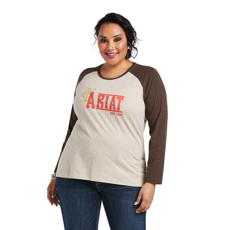 Ariat Real Graphic Tee Oatmeal Heather Femme | PFX-03374861