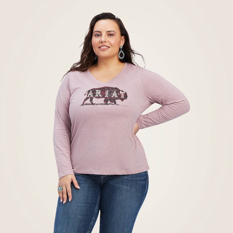 Ariat Real Chest Logo Relaxed Tee Rose Femme | MWG-98402393