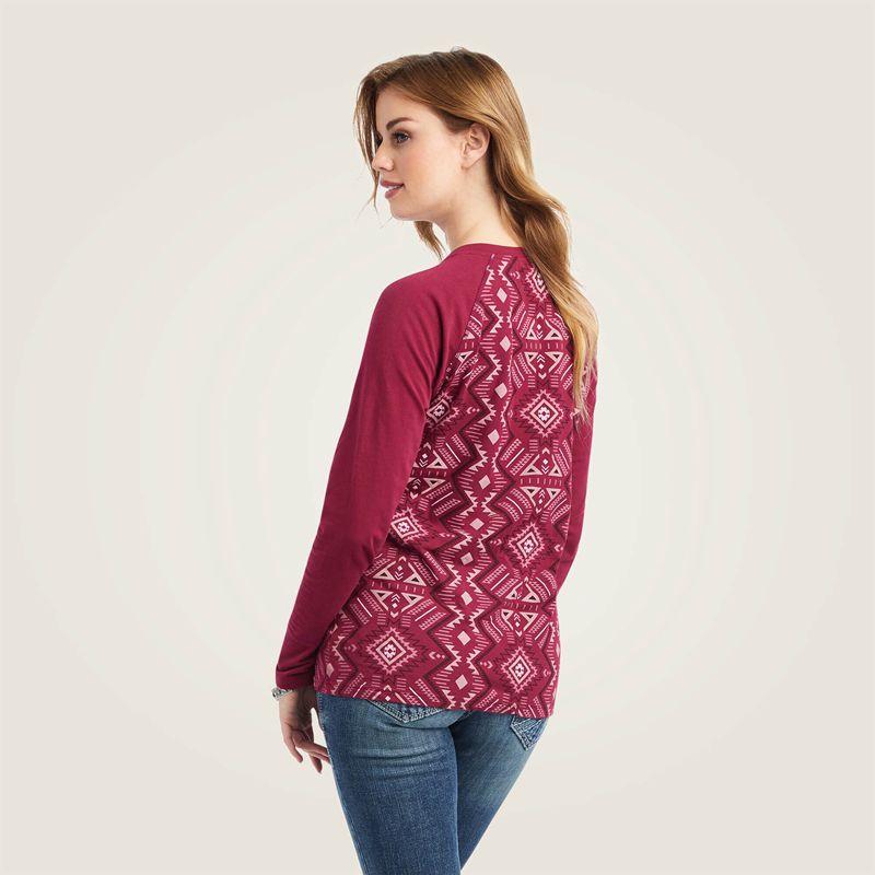 Ariat Real Printed Henley Shirt Rouge Femme | GFQ-43779174