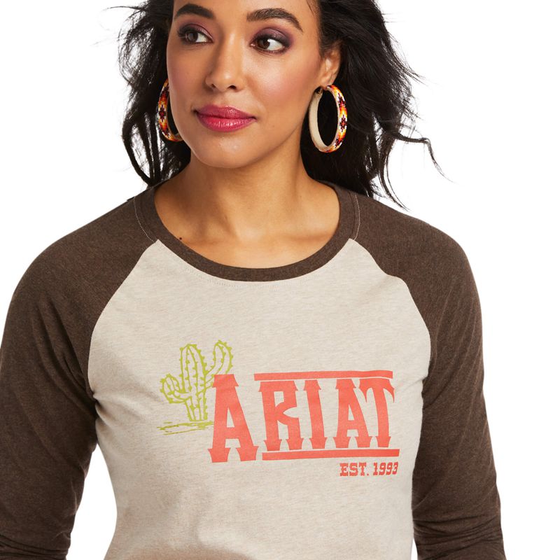 Ariat Real Graphic Tee Oatmeal Heather Femme | PFX-03374861