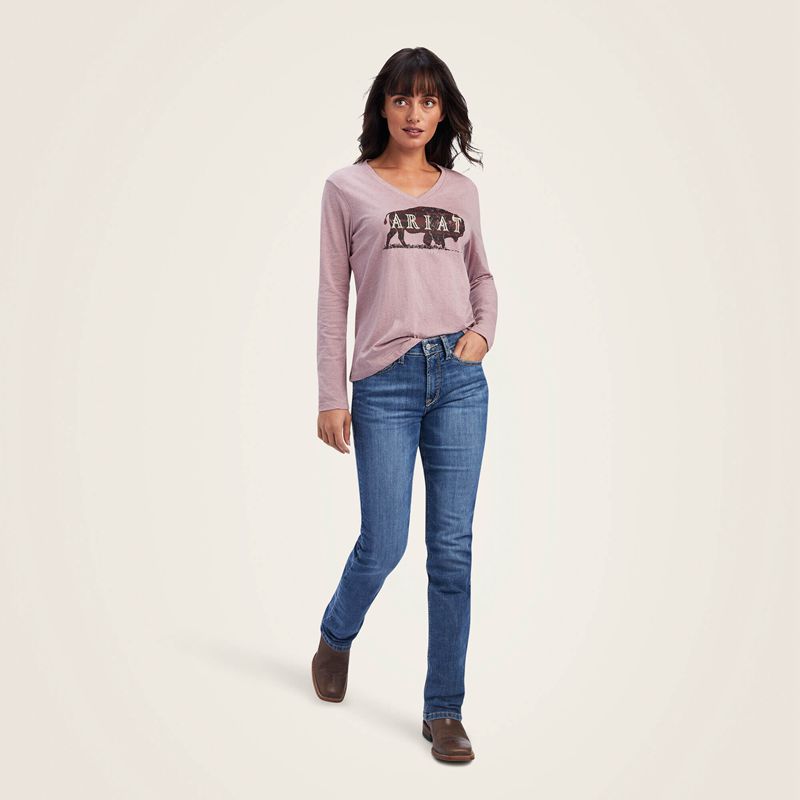 Ariat Real Chest Logo Relaxed Tee Rose Femme | MWG-98402393